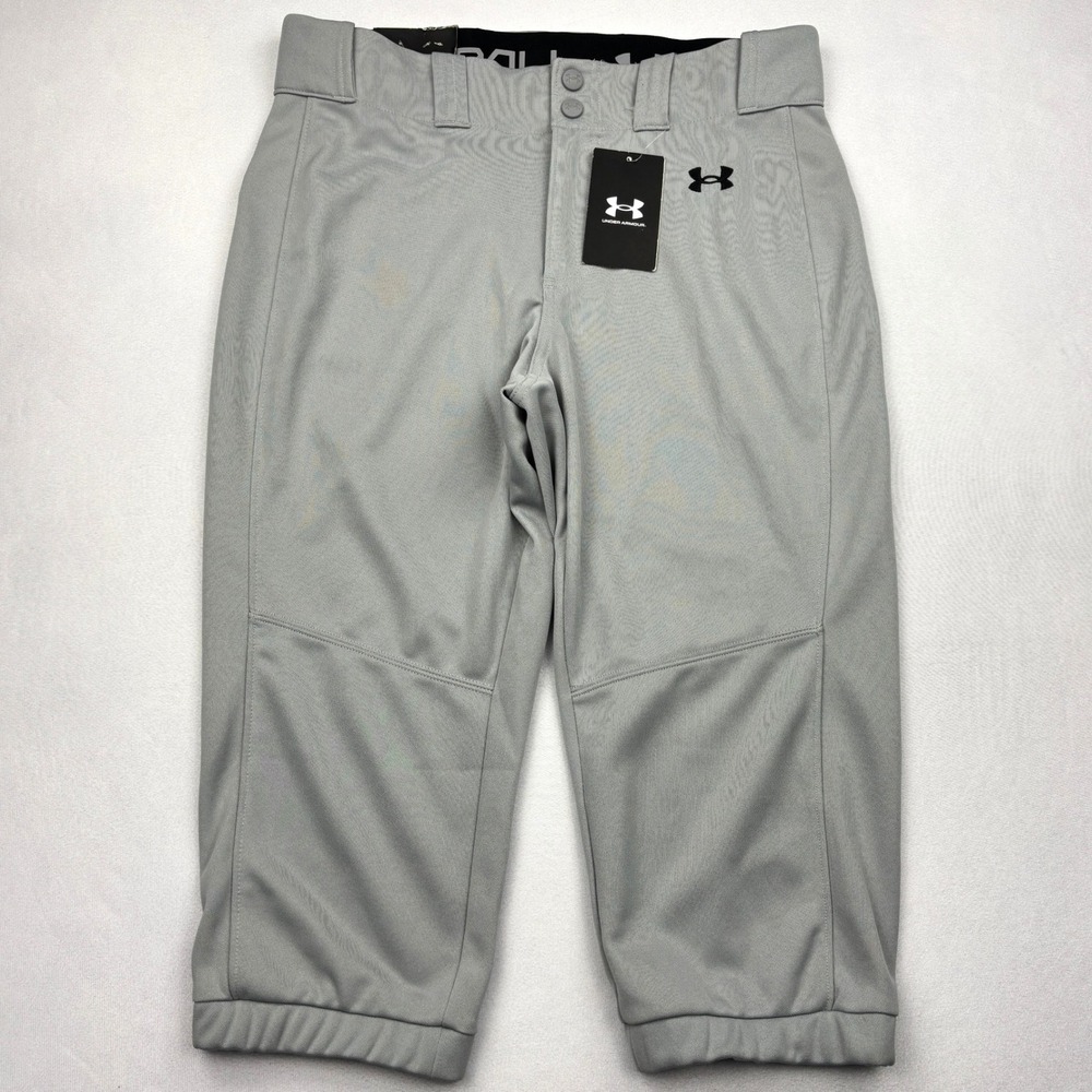 NWT Under Armour Womens Medium Gray Utility Softball Pants Cropped Knicker